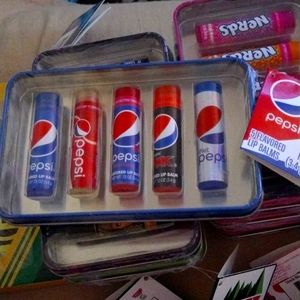 🎁5 PC LIP BALM Lotta Luv PEPSI TIN New